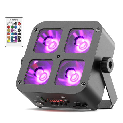 Portable Wireless RGBWA UV LED Par Stage Light 4x10W Rechargeable Battery Remote App Control