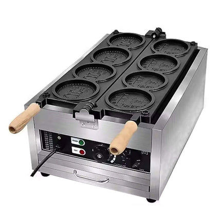 Commercial 4-Grid Coin Waffle Maker 4000W Stainless Steel Non-Stick Plates