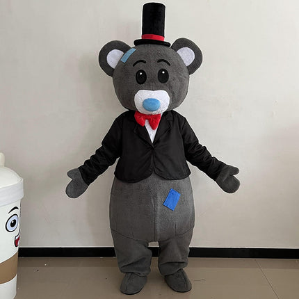 Grey Wedding Teddy Bear Couple Mascot Costume for Adults – Full Body Plush Party & Event Character Suit