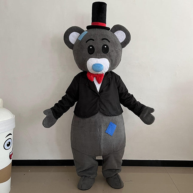 Grey Wedding Teddy Bear Couple Mascot Costume for Adults – Full Body Plush Party & Event Character Suit