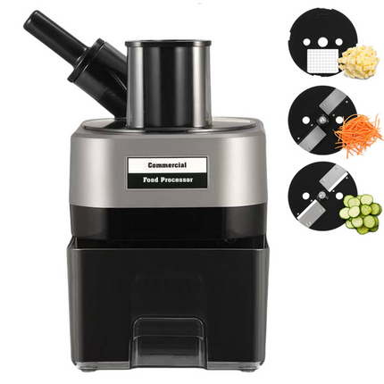 Dual-Port Commercial Food Processor 100W with Large Feed Chute – Grey