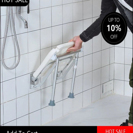 Bathroom Foldable Shower Chair Wall-Mounted Seat for Compact Bathrooms
