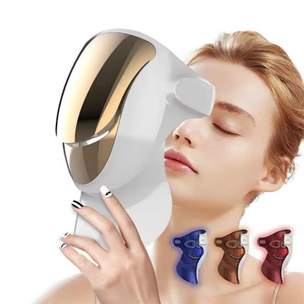 Rechargeable LED Facial and Neck Therapy Mask with 4 Light Modes for Skin Care