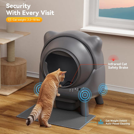 Automatic Enclosed Cat Litter Box 65L with App Monitoring and Self-Cleaning