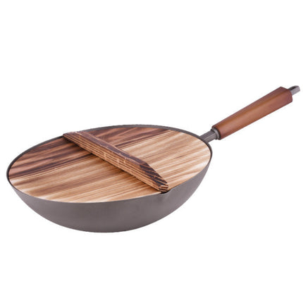 32cm Titanium Non-Stick Wok with Induction Base and Wooden Lid