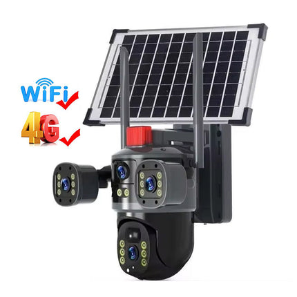 Outdoor 6MP Solar Powered PTZ Camera with Dual Lens, 350° Pan 90° Tilt, Night Vision & Wireless Connectivity