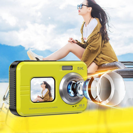 Portable 5K Waterproof Sports Camera with Dual Screens and 48MP Ultra HD Photos