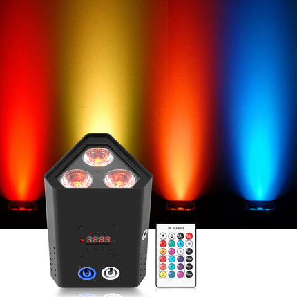 Wireless 54W LED Par Stage Light RGBWA+UV 3x18W with DMX512 and Remote Control