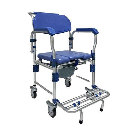Portable Commode Chair with Wheels – Adjustable Steel Frame for Elderly & Disabled Care