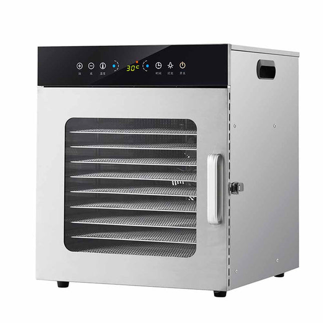 8-Layer Stainless Steel Food Dehydrator 1000W with 30–90°C Adjustable Temperature Dial