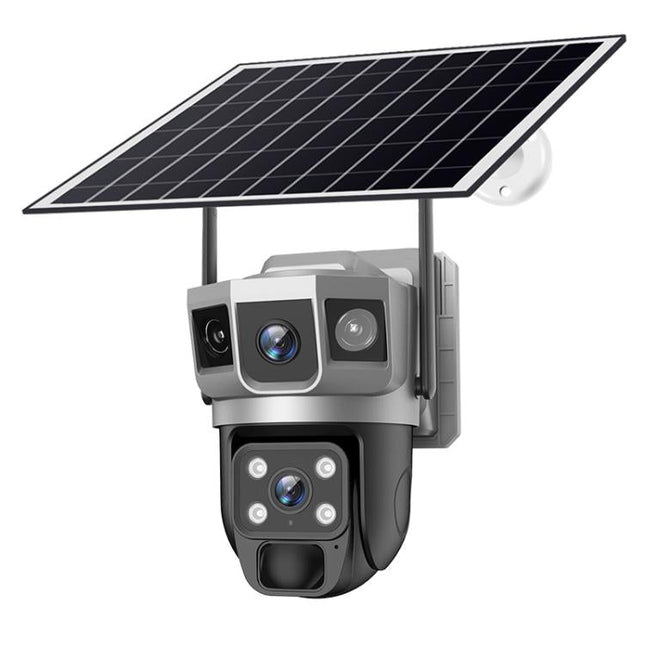 Solar Powered Dual-Lens PTZ Outdoor Security Camera with WiFi, Smart Motion Alerts & Two-Way Audio
