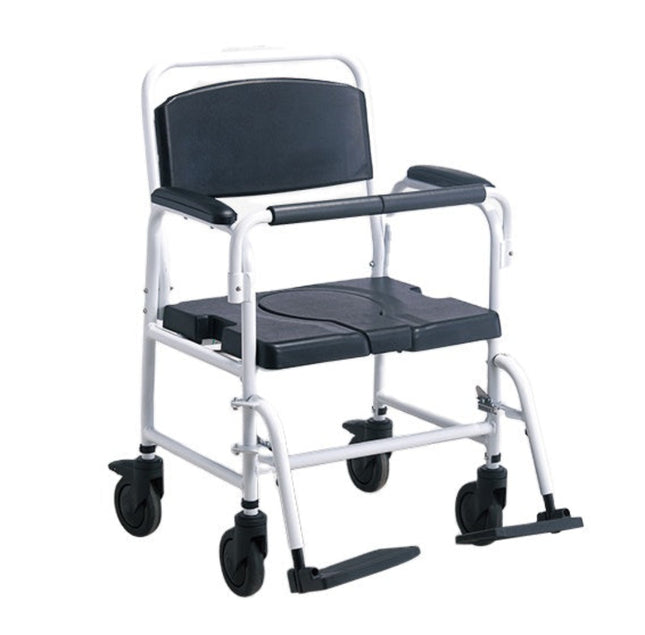 Portable Shower Commode Wheelchair with Removable Bucket – Foldable & Adjustable