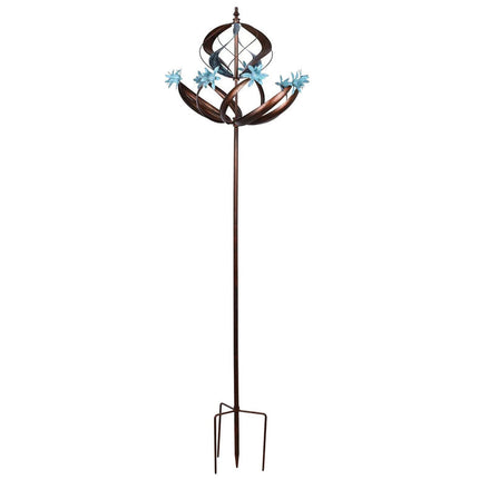 Solar Wind-Driven Metal Garden Spinner – Large 3D Outdoor Decorative Ornament with Ground Stake