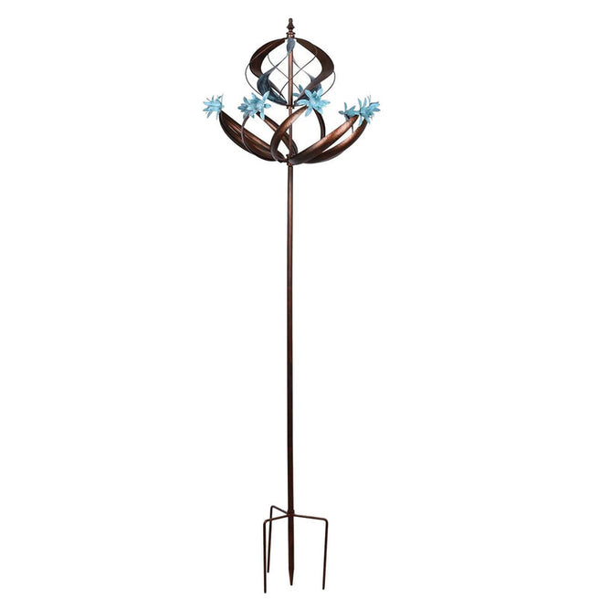 Solar Wind-Driven Metal Garden Spinner – Large 3D Outdoor Decorative Ornament with Ground Stake