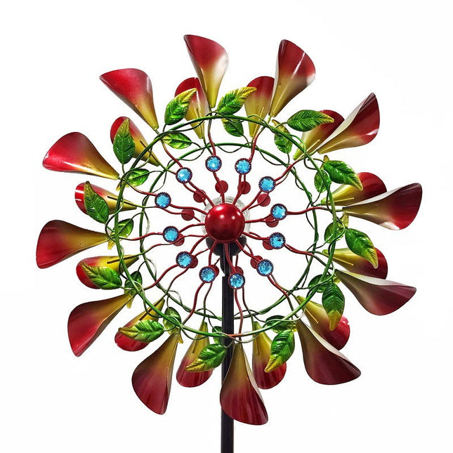 Large Garden Wind Sculpture – Spinning Metal Floral Yard Art Décor