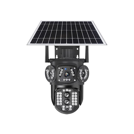 Solar Powered Dual-Lens Outdoor Security Camera with Full View Rotation & Two-Way Talk