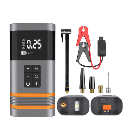 Rechargeable 12V Vehicle Jump Starter with Built-in Air Compressor & LED