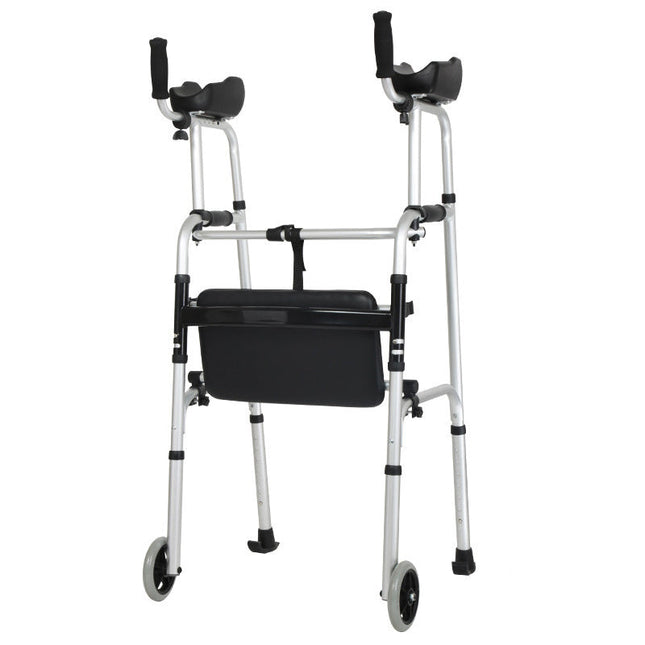 Portable Folding Walker with Wheels and Seat for Easy Mobility