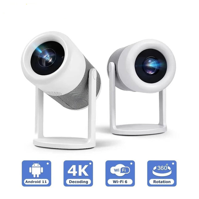 Portable Android 11 Projector HD with Auto Keystone, Bluetooth & Wireless Connectivity – White