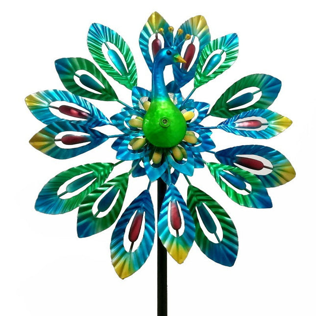 Outdoor Metal Wind Spinner Sculpture – Tall Rotating Garden Décor