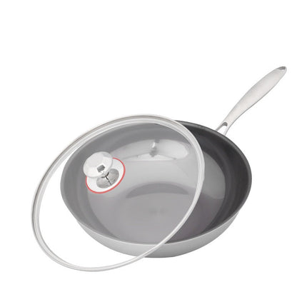 30cm Titanium Frying Pan with Tempered Glass Lid & Stainless Steel Handle
