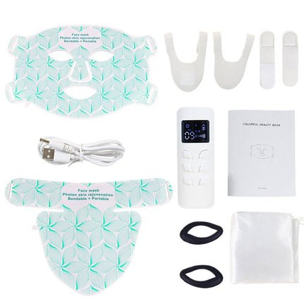 Rechargeable 7-Colour LED Facial & Neck Light Therapy Mask for Skin Firming & Rejuvenation