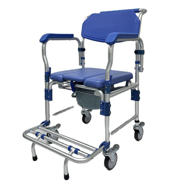 Portable Commode Chair with Wheels – Adjustable Steel Frame for Elderly & Disabled Care