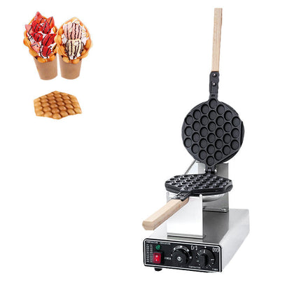 Portable Bubble Waffle Maker with Silver Non-Stick Plates – Dual Voltage 110/220V