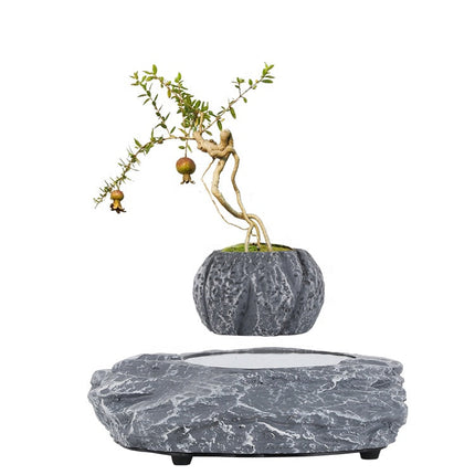 Floating Magnetic Plant Holder for Home & Office Desk Stylish Grey Resin Planter