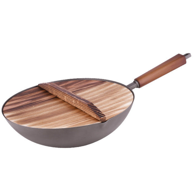 32cm Pure Titanium Non-Stick Wok with Induction-Ready Base and Wooden Lid