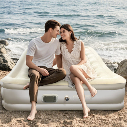Portable Queen Inflatable Air Mattress with Built-In Pump – Flocked PVC Air Bed for Indoor & Outdoor Use
