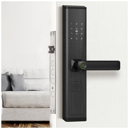 Smart WiFi Fingerprint Door Lock with Password, Card and Mechanical Key for 38-100mm Thick Doors