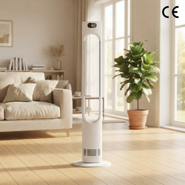 40 Inch Bladeless Standing Fan with Remote & Touch Control, 10-Speed Airflow, Timer & 75° Oscillation