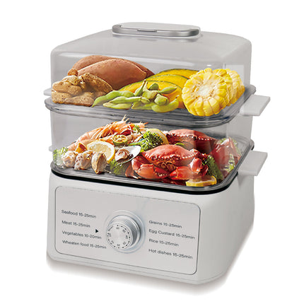 Portable 2-Layer Food Steamer 1200W with 8.3L Capacity, Rapid Steam & Auto Shut-Off