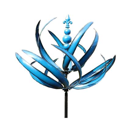 Solar LED Metal Wind Spinner Outdoor Garden Kinetic Yard Ornament with Ground Stake