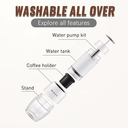 Portable 18 Bar Manual Espresso Coffee Machine with External Water Tank and Self Heating Boiler