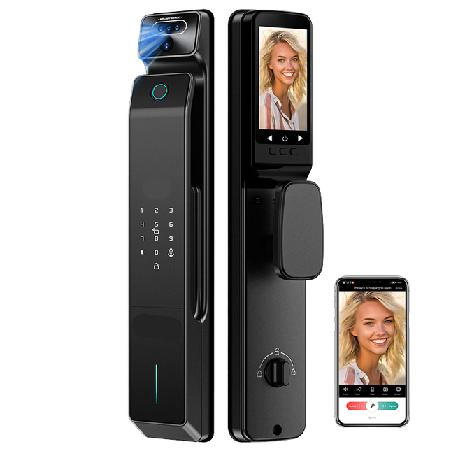 Smart WiFi Front Door Lock with Face Recognition, Palm Vein, Fingerprint & HD Camera