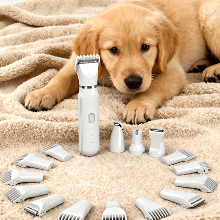 Portable USB Rechargeable 4-in-1 Dog & Cat Grooming Clippers with Nail Grinder and Precision Trimmer