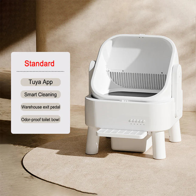 Automatic Extra-Large Cat Litter Box with Smart Cleaning System – 80L Spacious Open Design