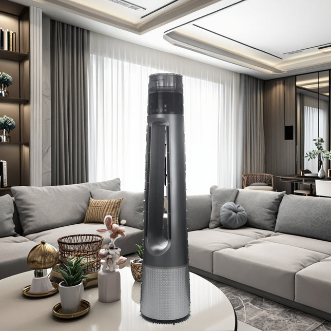 Bladeless Tower Fan with 2200W High Heat, 70° Oscillation & 12H Timer