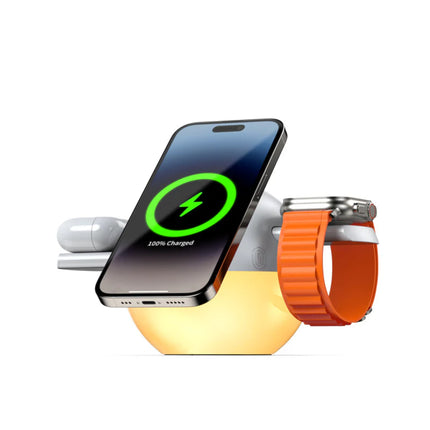 All-in-One Wireless Charging Stand with Ambient Night Lamp, 15W USB-C Power