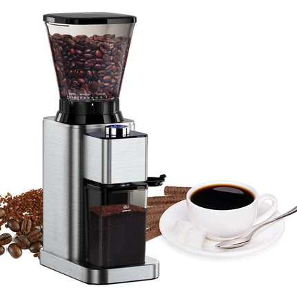 Electric Coffee Grinder with Stainless Steel Housing, 48 Grind Settings, 250g Bean Hopper
