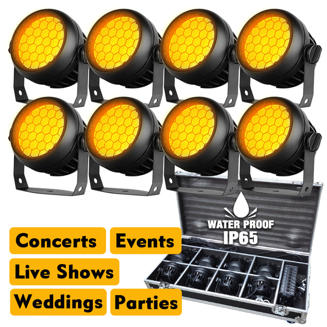 Professional 8x RGBAW LED Wash Bar Lighting Kit with DMX Control & Flight Case