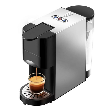 Stainless Steel Coffee Machine with 19 Bar Pressure for Capsules and Ground Coffee