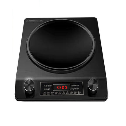 3500W Electric Concave Cooking Plate with Dual Temperature Control Knobs Black
