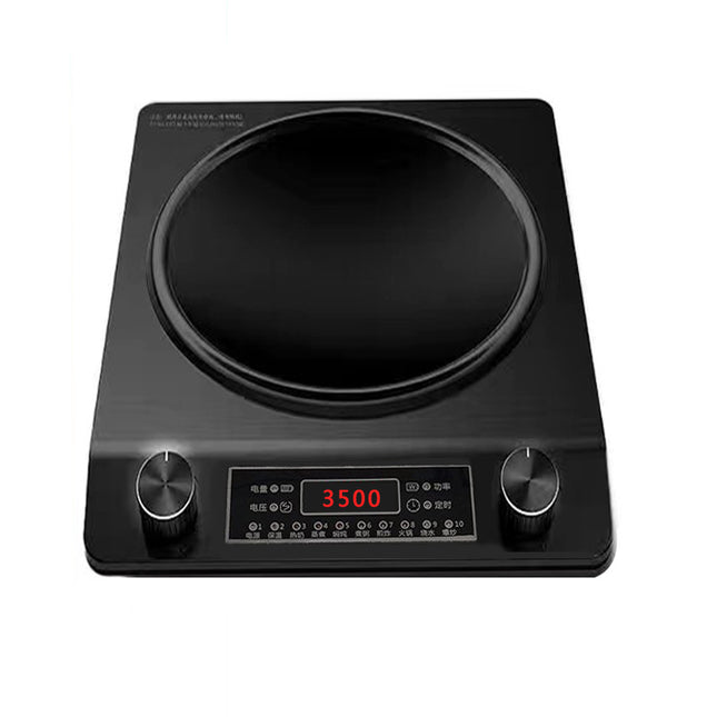 3500W Electric Concave Cooking Plate with Dual Temperature Control Knobs Black