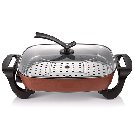 1500W Electric Hot Pot 10L Capacity with Non-Stick Coating & Tempered Glass Lid