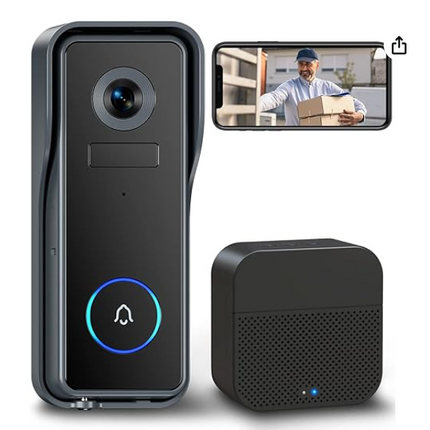 Rechargeable IP65 Video Doorbell Camera with Two-Way Audio, Instant App Notifications & Night Vision