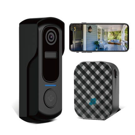 Wireless IP65 Waterproof Video Doorbell with PIR Motion Detection, Two-Way Audio & 5200mAh Battery