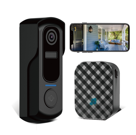 Wireless IP65 Waterproof Video Doorbell with PIR Motion Detection, Two-Way Audio & 5200mAh Battery